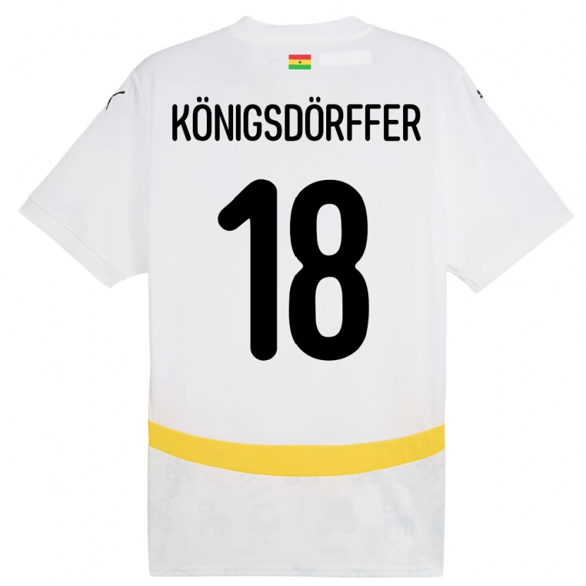 Danxen Børn Ghana Ransford Königsdörffer #18 Hvid Hjemmebane Spillertrøjer 24-26 Trøje T-Shirt