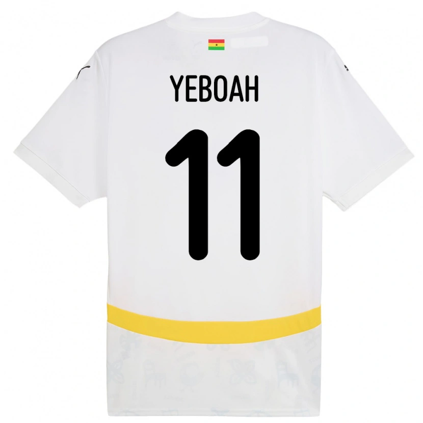 Danxen Børn Ghana Emmanuel Yeboah #11 Hvid Hjemmebane Spillertrøjer 24-26 Trøje T-Shirt