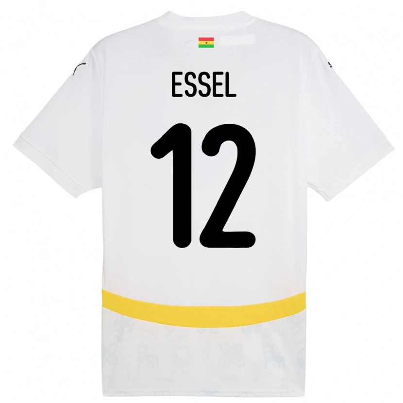 Danxen Børn Ghana Aaron Essel #12 Hvid Hjemmebane Spillertrøjer 24-26 Trøje T-Shirt