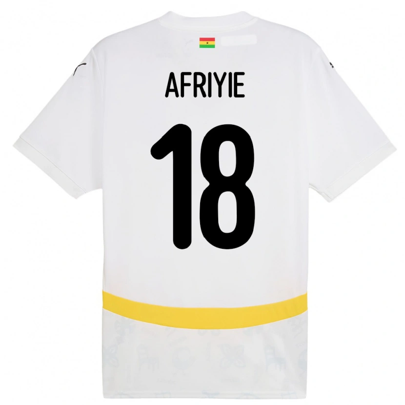 Danxen Børn Ghana Daniel Afriyie #18 Hvid Hjemmebane Spillertrøjer 24-26 Trøje T-Shirt