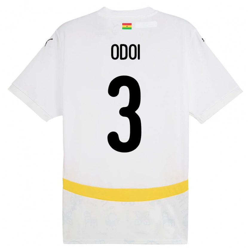 Danxen Børn Ghana Denis Odoi #3 Hvid Hjemmebane Spillertrøjer 24-26 Trøje T-Shirt