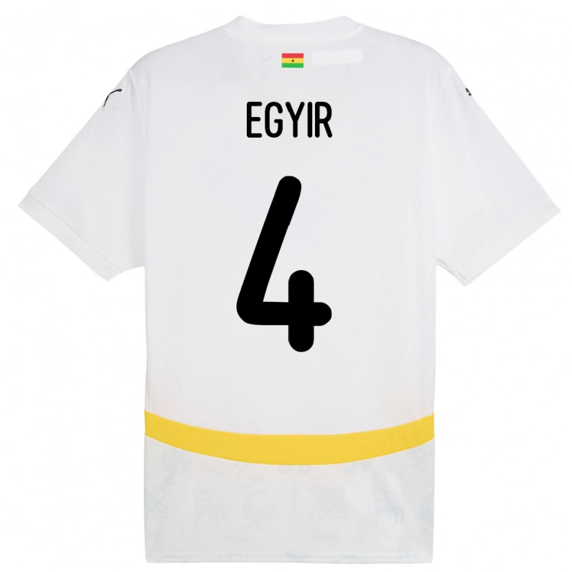 Danxen Børn Ghana Janet Egyir #4 Hvid Hjemmebane Spillertrøjer 24-26 Trøje T-Shirt