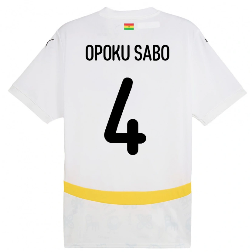 Danxen Børn Ghana Alex Opoku Sabo #4 Hvid Hjemmebane Spillertrøjer 24-26 Trøje T-Shirt