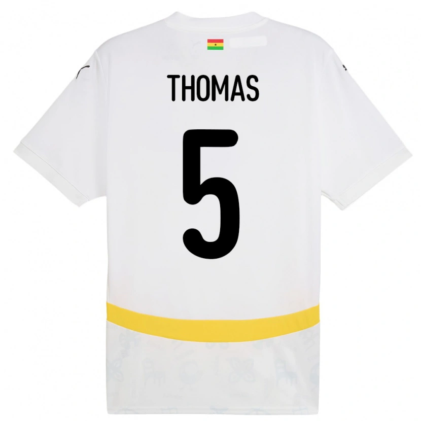 Danxen Børn Ghana Thomas Partey #5 Hvid Hjemmebane Spillertrøjer 24-26 Trøje T-Shirt