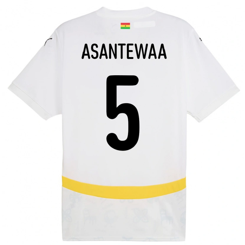 Danxen Børn Ghana Grace Asantewaa #5 Hvid Hjemmebane Spillertrøjer 24-26 Trøje T-Shirt