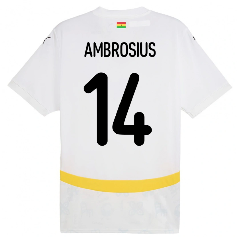 Danxen Børn Ghana Stephan Ambrosius #14 Hvid Hjemmebane Spillertrøjer 24-26 Trøje T-Shirt