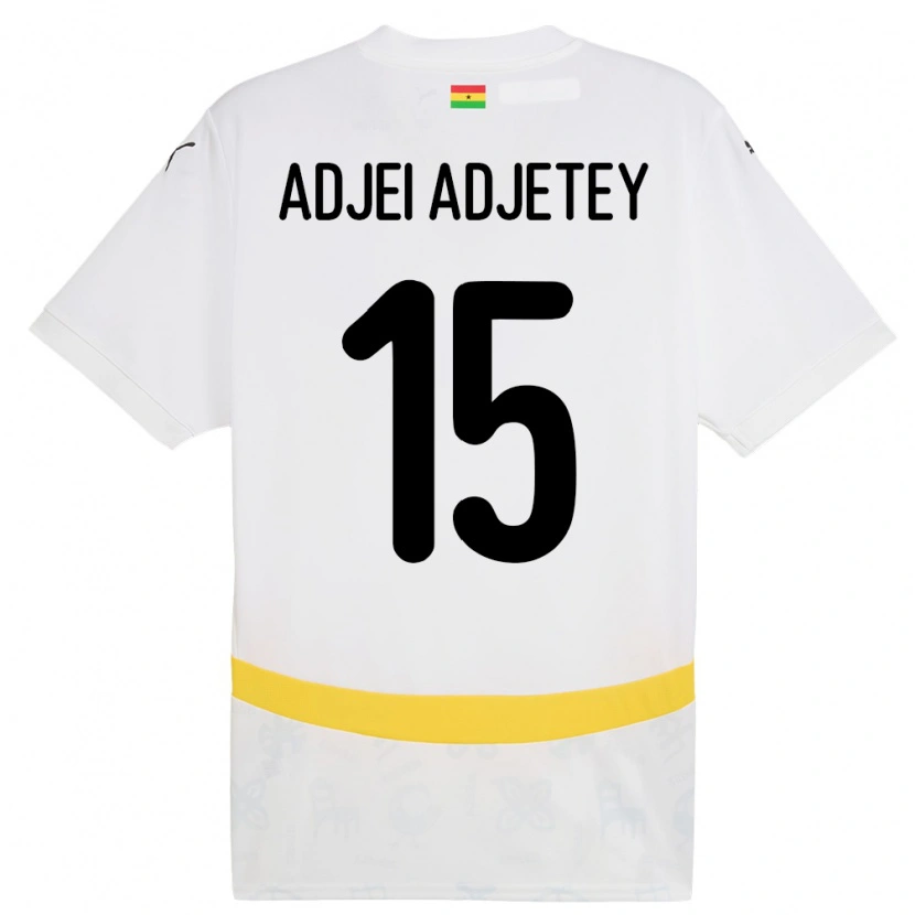 Danxen Børn Ghana Jonas Adjei Adjetey #15 Hvid Hjemmebane Spillertrøjer 24-26 Trøje T-Shirt