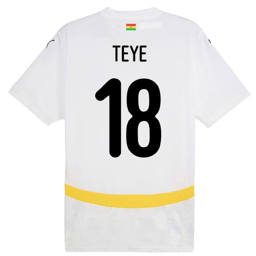 Danxen Børn Ghana Suzzy Teye #18 Hvid Hjemmebane Spillertrøjer 24-26 Trøje T-Shirt