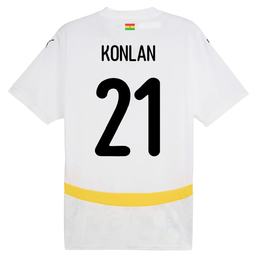 Danxen Børn Ghana Cynthia Konlan #21 Hvid Hjemmebane Spillertrøjer 24-26 Trøje T-Shirt