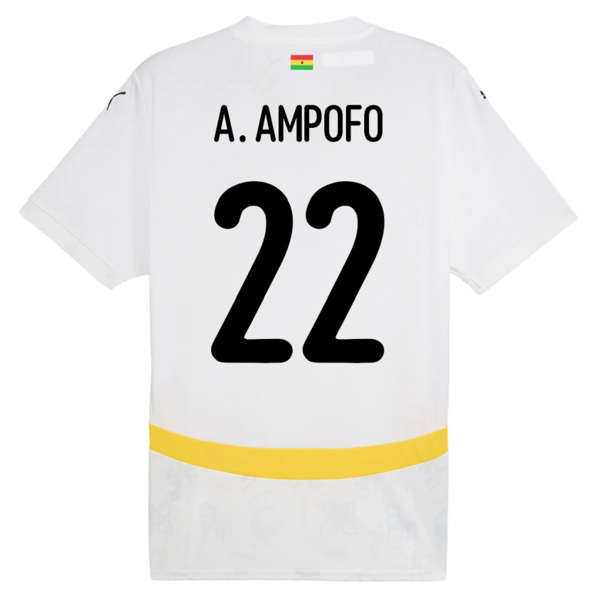 Danxen Børn Ghana Eugene Amankwah Ampofo #22 Hvid Hjemmebane Spillertrøjer 24-26 Trøje T-Shirt