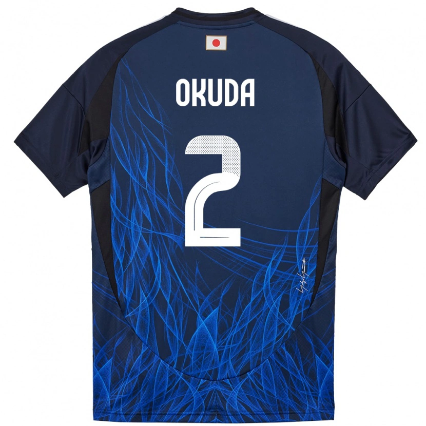 Danxen Børn Japan Hayato Okuda #2 Mørkeblå Hjemmebane Spillertrøjer 24-26 Trøje T-Shirt