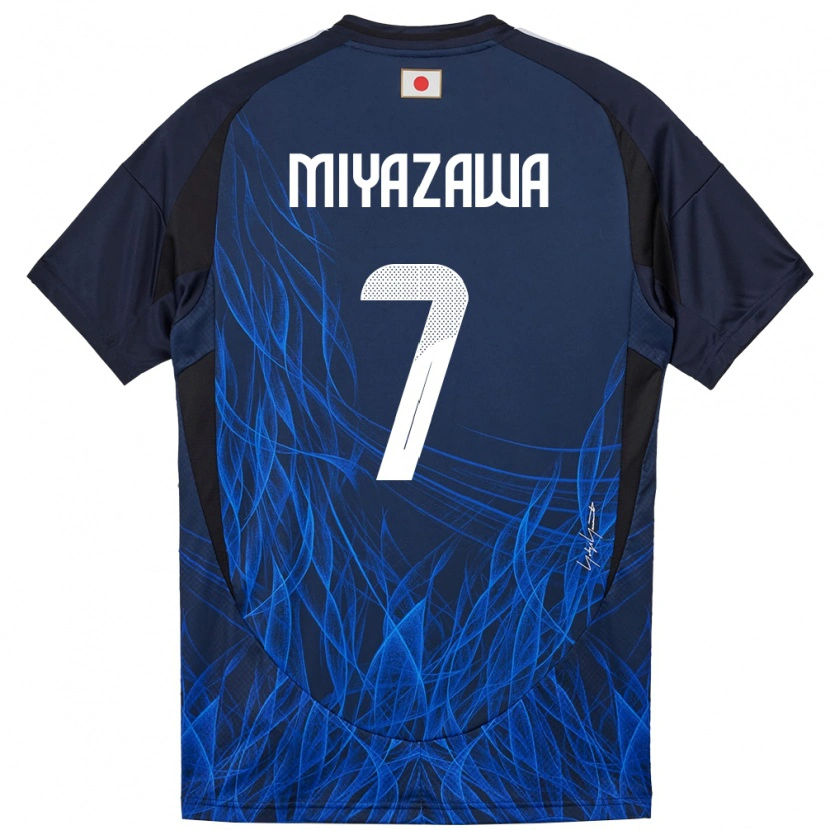 Danxen Børn Japan Hinata Miyazawa #7 Mørkeblå Hjemmebane Spillertrøjer 24-26 Trøje T-Shirt