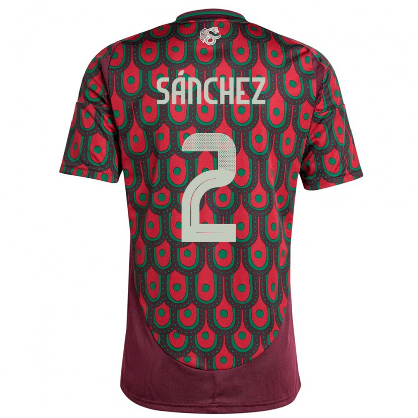 Danxen Børn Mexico Jorge Sánchez #2 Rødbrun Hjemmebane Spillertrøjer 24-26 Trøje T-Shirt