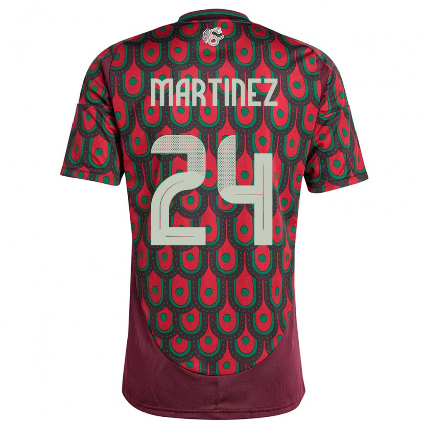 Danxen Børn Mexico Guillermo Martínez #24 Rødbrun Hjemmebane Spillertrøjer 24-26 Trøje T-Shirt