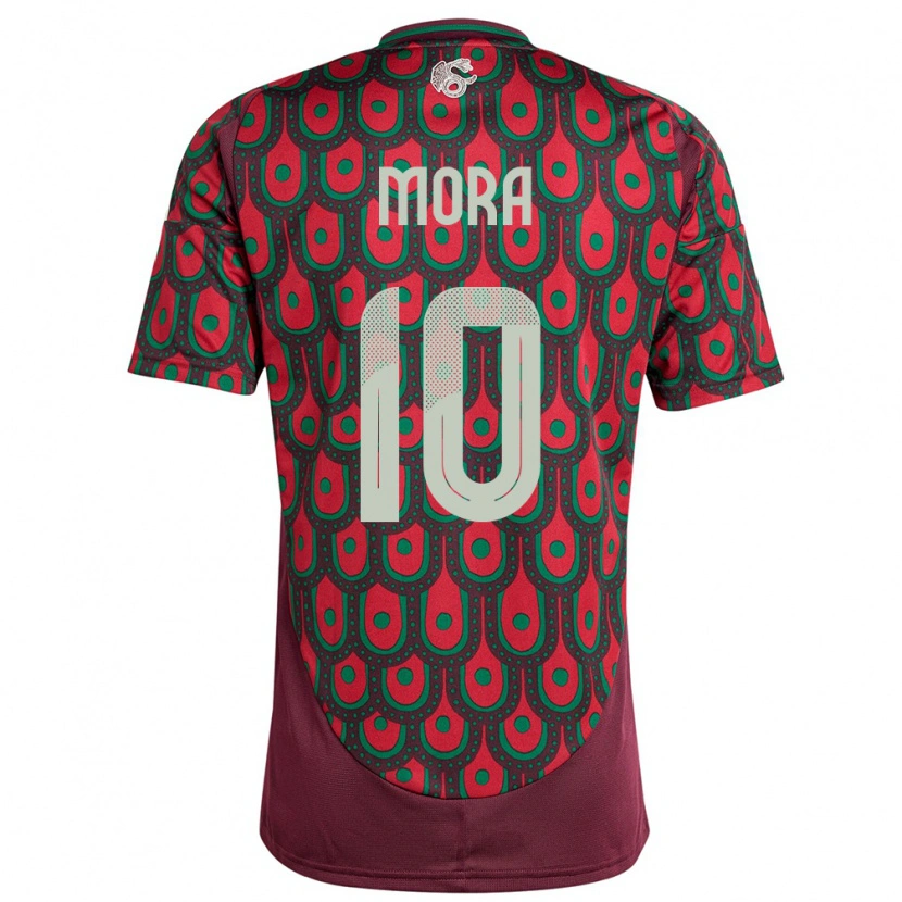 Danxen Børn Mexico Gilberto Mora #10 Rødbrun Hjemmebane Spillertrøjer 24-26 Trøje T-Shirt