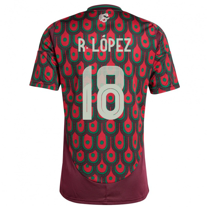 Danxen Børn Mexico Rodrigo López #18 Rødbrun Hjemmebane Spillertrøjer 24-26 Trøje T-Shirt