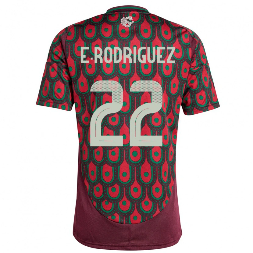 Danxen Børn Mexico Emi Rodríguez #22 Rødbrun Hjemmebane Spillertrøjer 24-26 Trøje T-Shirt