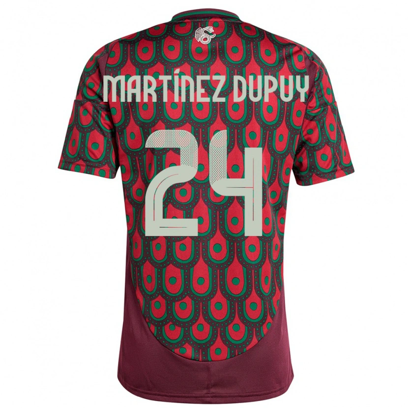 Danxen Børn Mexico Luca Martínez Dupuy #24 Rødbrun Hjemmebane Spillertrøjer 24-26 Trøje T-Shirt