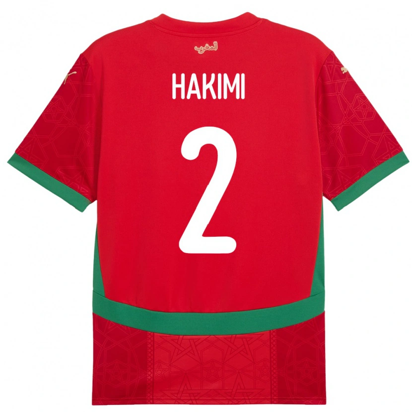 Danxen Børn Marokko Achraf Hakimi #2 Rød Hjemmebane Spillertrøjer 24-26 Trøje T-Shirt