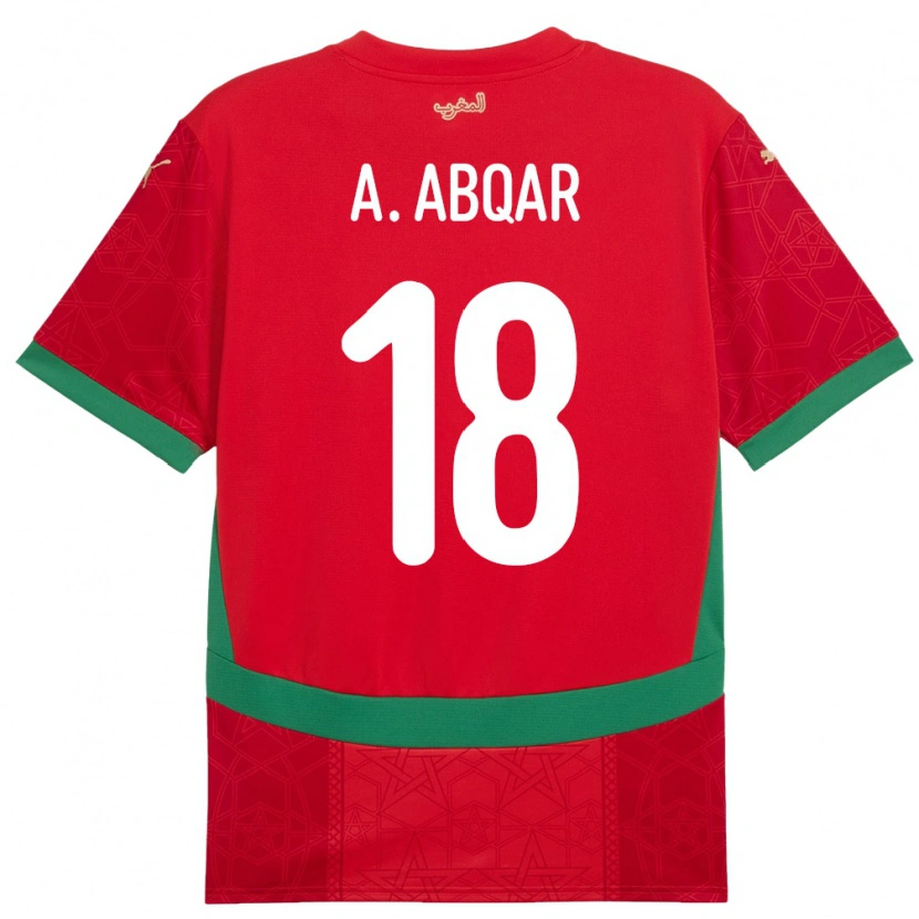 Danxen Børn Marokko Abdel Abqar #18 Rød Hjemmebane Spillertrøjer 24-26 Trøje T-Shirt