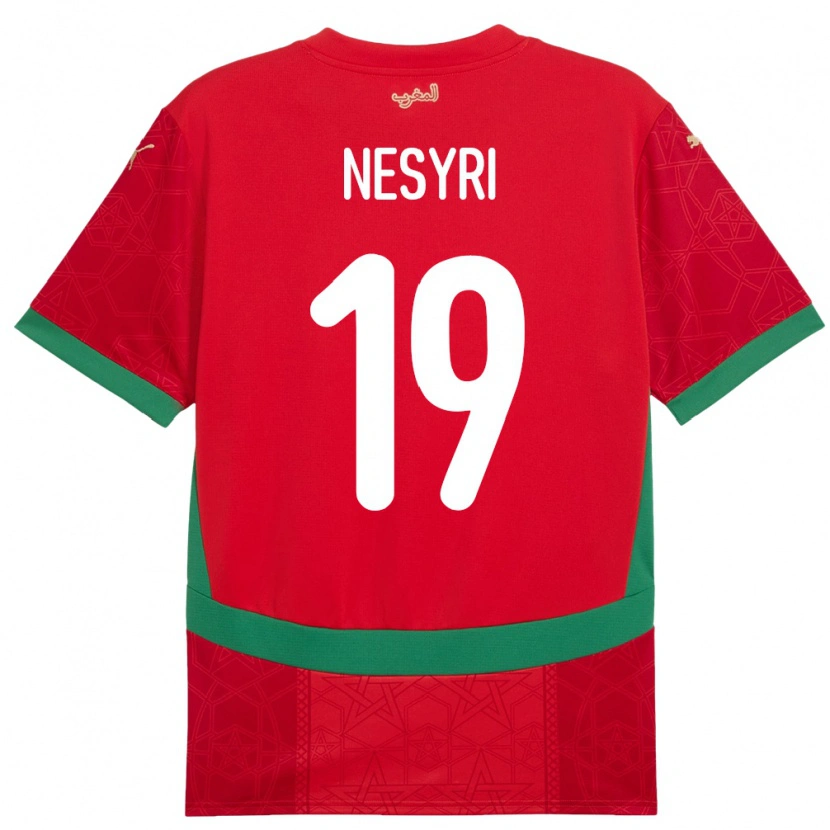 Danxen Børn Marokko Youssef En-Nesyri #19 Rød Hjemmebane Spillertrøjer 24-26 Trøje T-Shirt