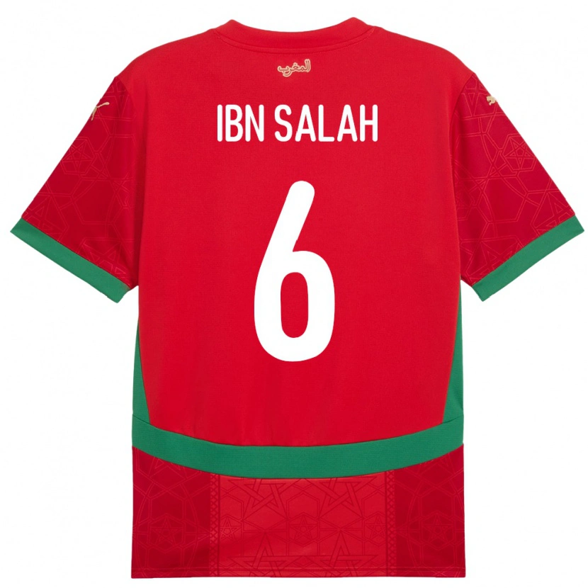 Danxen Børn Marokko Oualid Ibn Salah #6 Rød Hjemmebane Spillertrøjer 24-26 Trøje T-Shirt