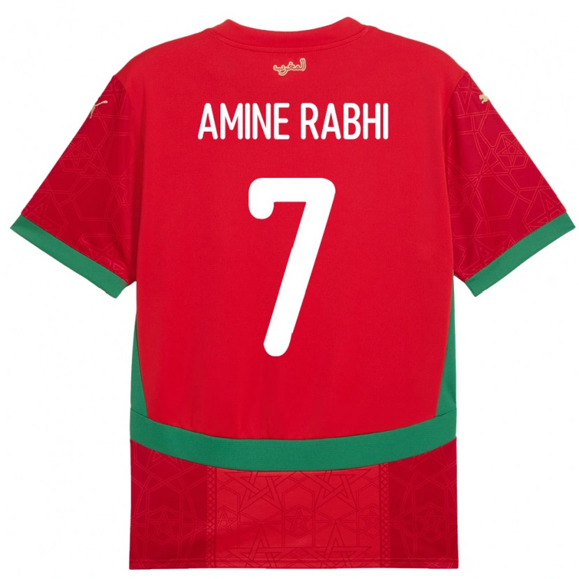 Danxen Børn Marokko Mohamed Amine Rabhi #7 Rød Hjemmebane Spillertrøjer 24-26 Trøje T-Shirt