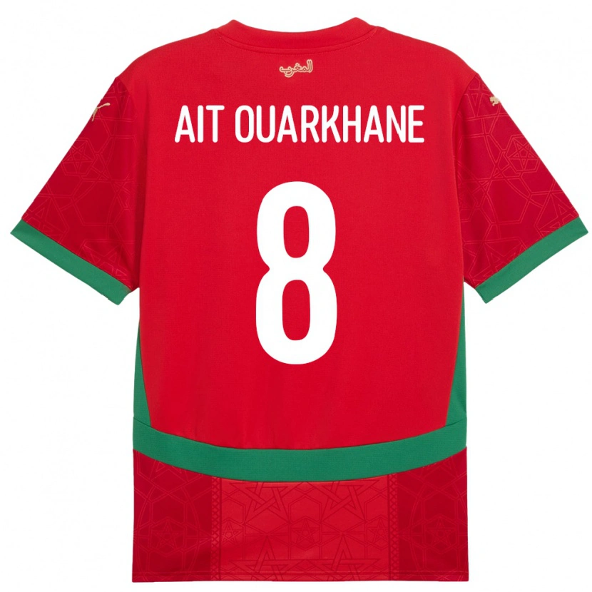 Danxen Børn Marokko Khalid Aït Ouarkhane #8 Rød Hjemmebane Spillertrøjer 24-26 Trøje T-Shirt