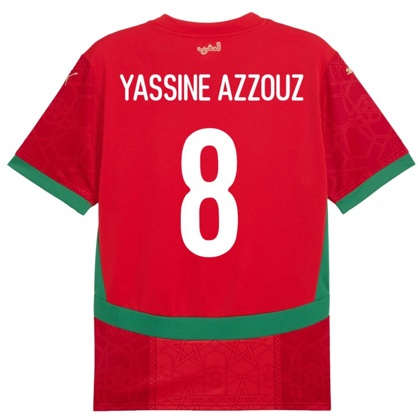 Danxen Børn Marokko Mohamed Yassine Azzouz #8 Rød Hjemmebane Spillertrøjer 24-26 Trøje T-Shirt