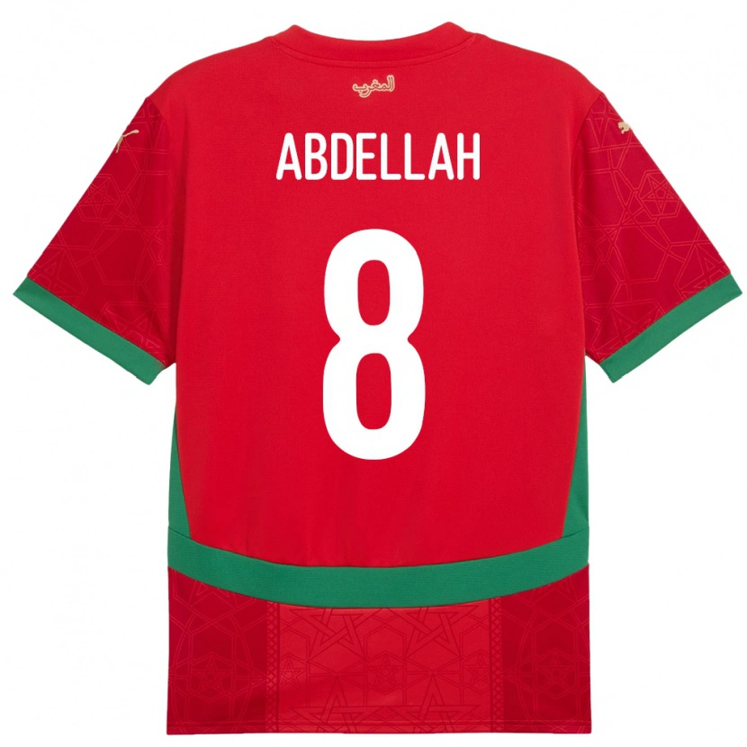 Danxen Børn Marokko Abdellah Ouazane #8 Rød Hjemmebane Spillertrøjer 24-26 Trøje T-Shirt