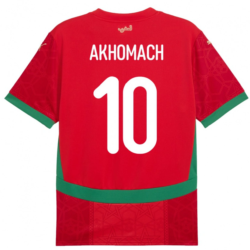 Danxen Børn Marokko Ilias Akhomach #10 Rød Hjemmebane Spillertrøjer 24-26 Trøje T-Shirt