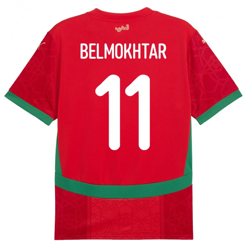 Danxen Børn Marokko Ilies Belmokhtar #11 Rød Hjemmebane Spillertrøjer 24-26 Trøje T-Shirt