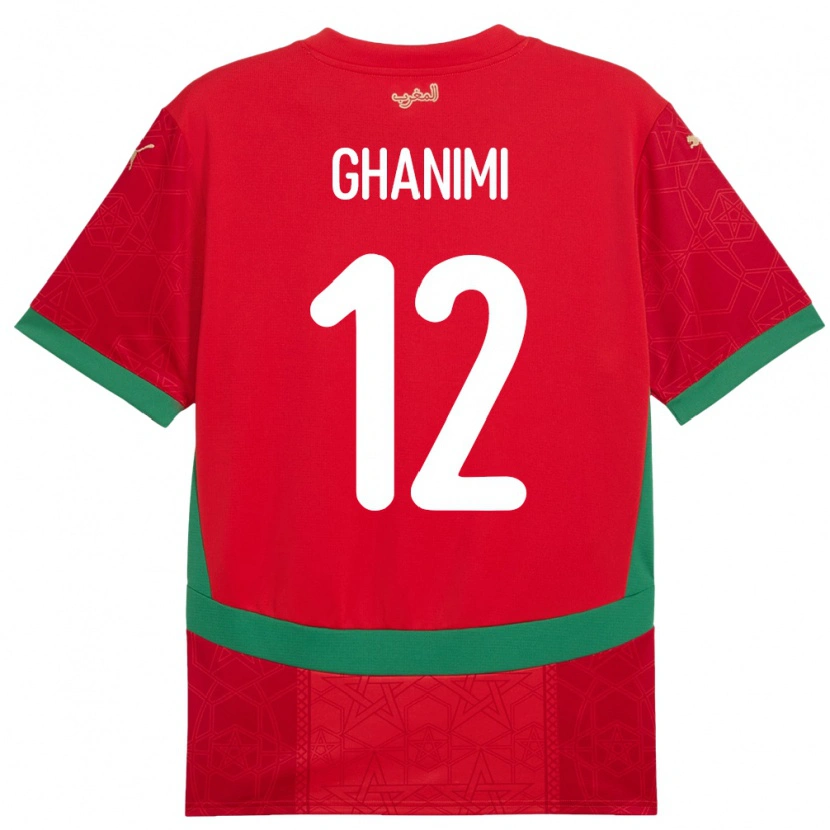 Danxen Børn Marokko Rachid Ghanimi #12 Rød Hjemmebane Spillertrøjer 24-26 Trøje T-Shirt