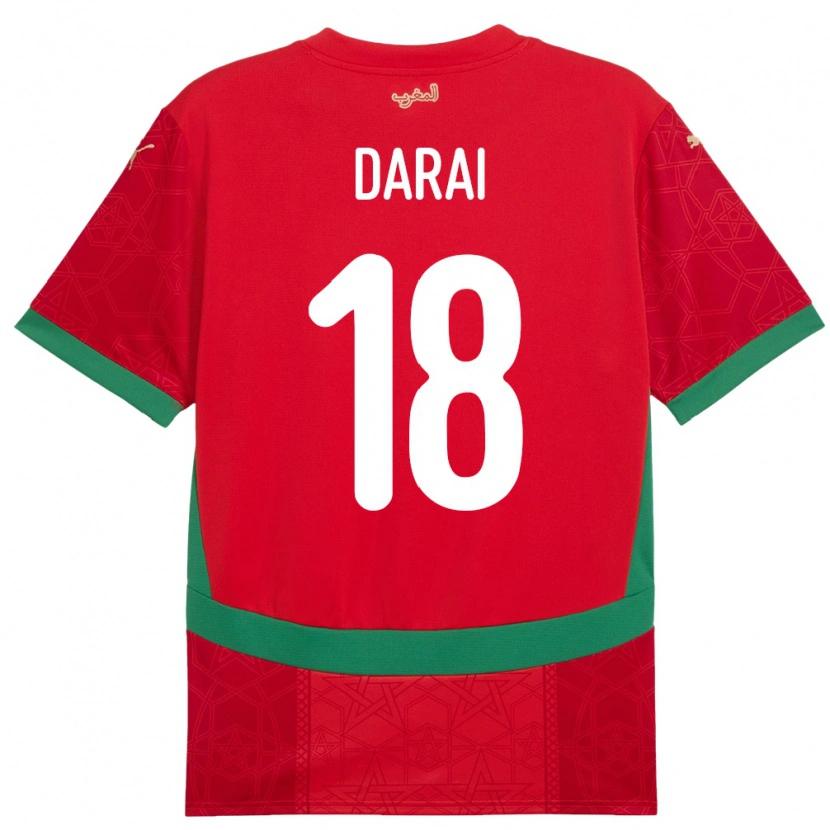 Danxen Børn Marokko Hamza Darai #18 Rød Hjemmebane Spillertrøjer 24-26 Trøje T-Shirt