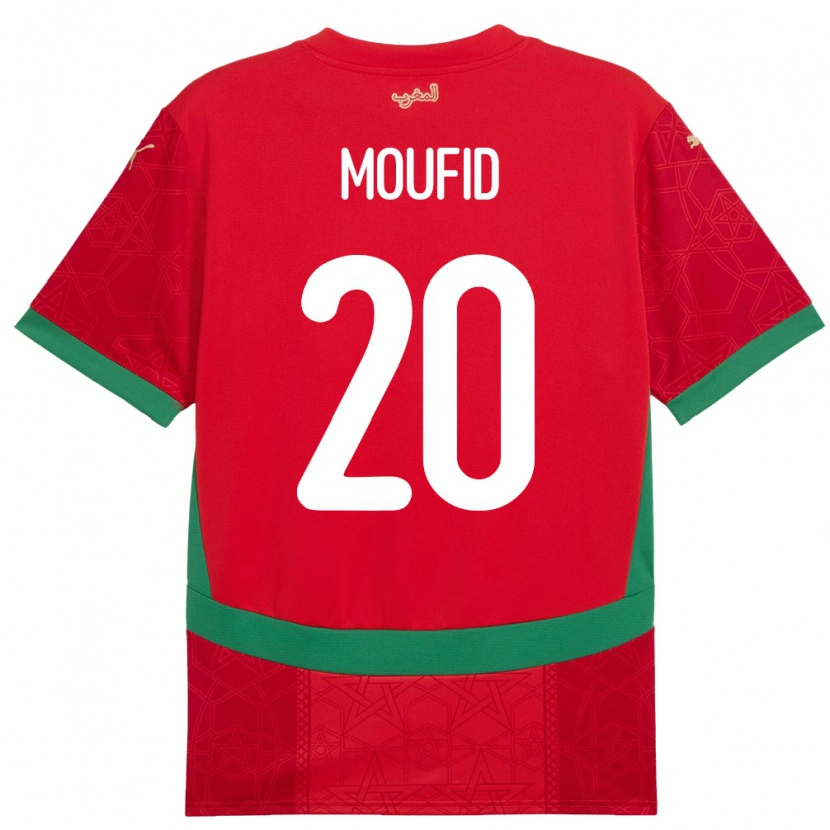 Danxen Børn Marokko Mohamed Moufid #20 Rød Hjemmebane Spillertrøjer 24-26 Trøje T-Shirt