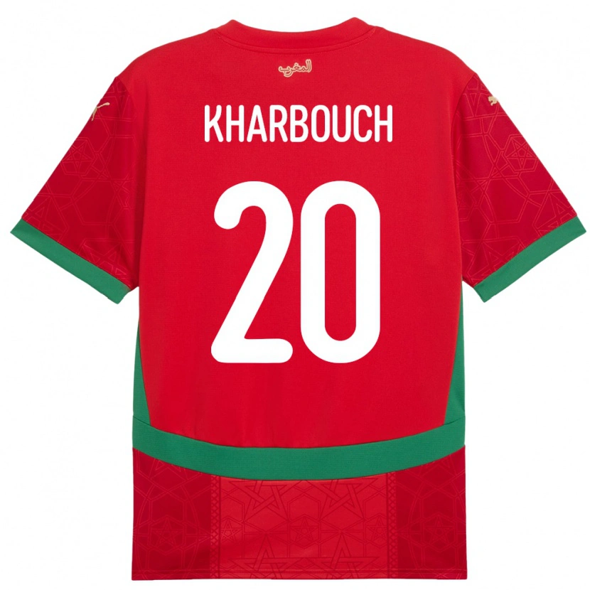 Danxen Børn Marokko Yahya Kharbouch #20 Rød Hjemmebane Spillertrøjer 24-26 Trøje T-Shirt