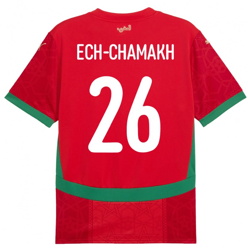 Danxen Børn Marokko Jamal Ech-Chamakh #26 Rød Hjemmebane Spillertrøjer 24-26 Trøje T-Shirt