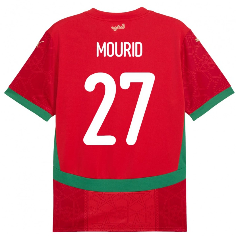 Danxen Børn Marokko Aymane Mourid #27 Rød Hjemmebane Spillertrøjer 24-26 Trøje T-Shirt