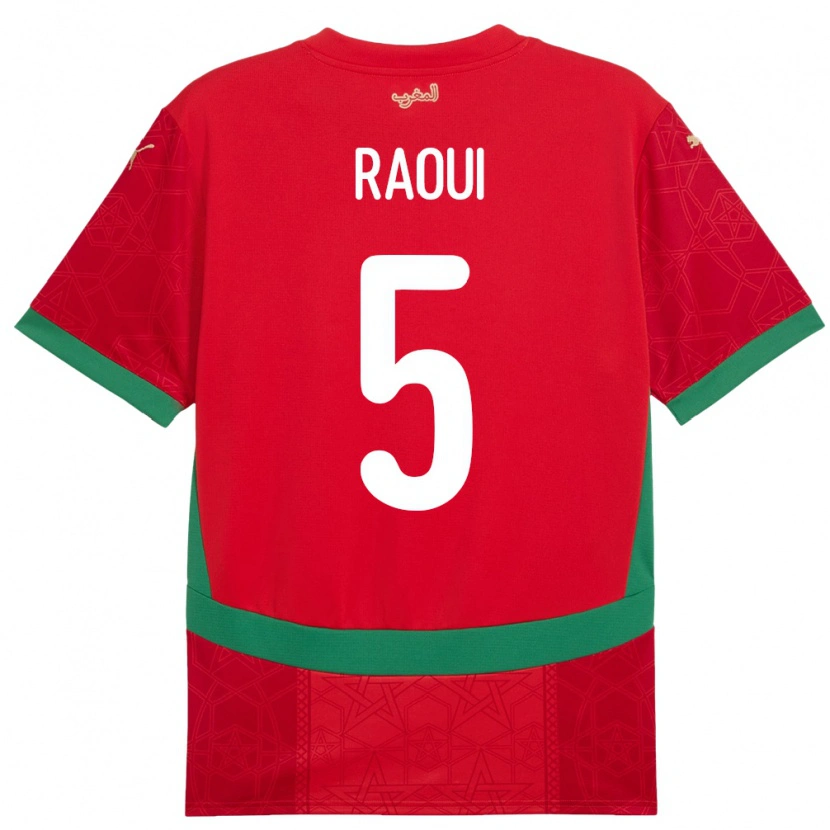 Danxen Børn Marokko Oussama Raoui #5 Rød Hjemmebane Spillertrøjer 24-26 Trøje T-Shirt