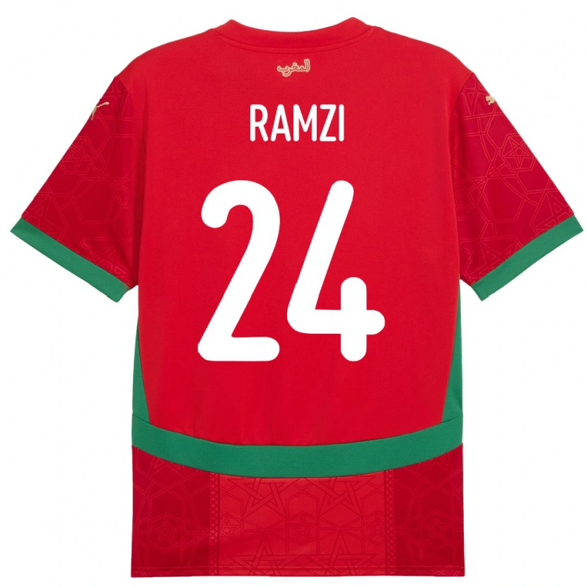 Danxen Børn Marokko Achraf Ramzi #24 Rød Hjemmebane Spillertrøjer 24-26 Trøje T-Shirt