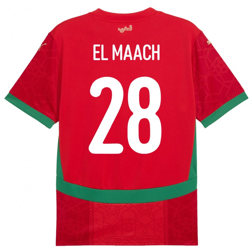 Danxen Børn Marokko Fouad El Maach #28 Rød Hjemmebane Spillertrøjer 24-26 Trøje T-Shirt