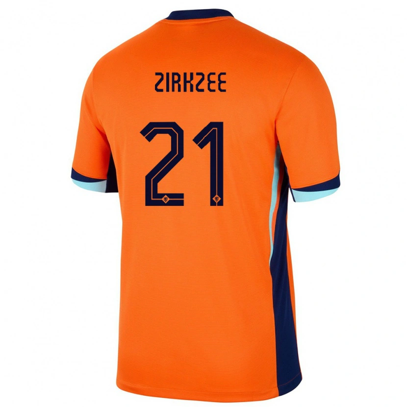 Danxen Børn Holland Joshua Zirkzee #21 Orange Hjemmebane Spillertrøjer 24-26 Trøje T-Shirt