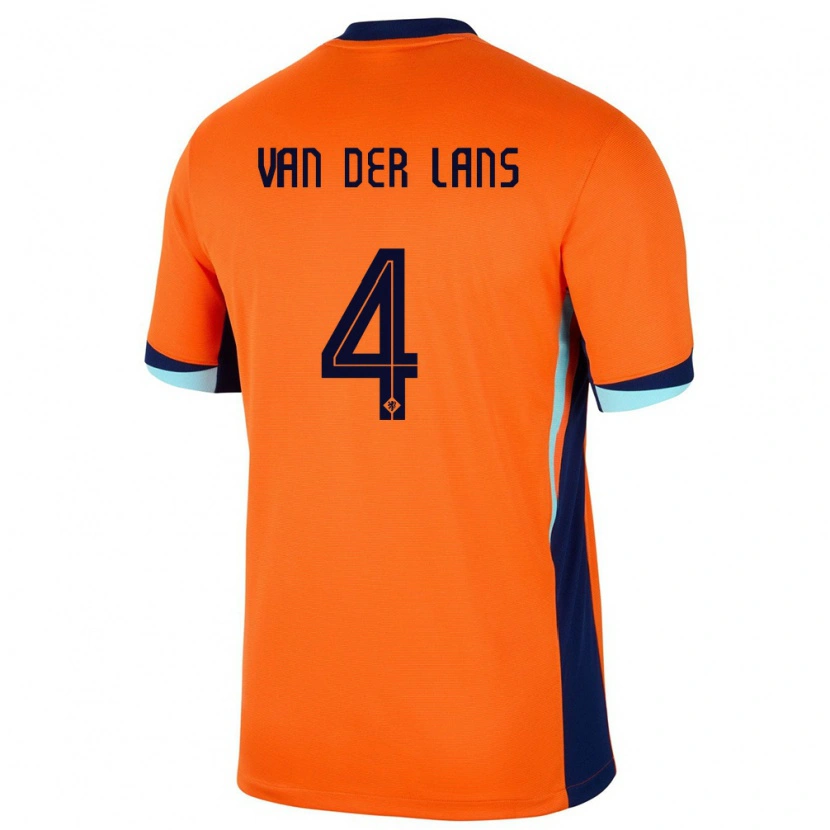 Danxen Børn Holland Mylo Van Der Lans #4 Orange Hjemmebane Spillertrøjer 24-26 Trøje T-Shirt