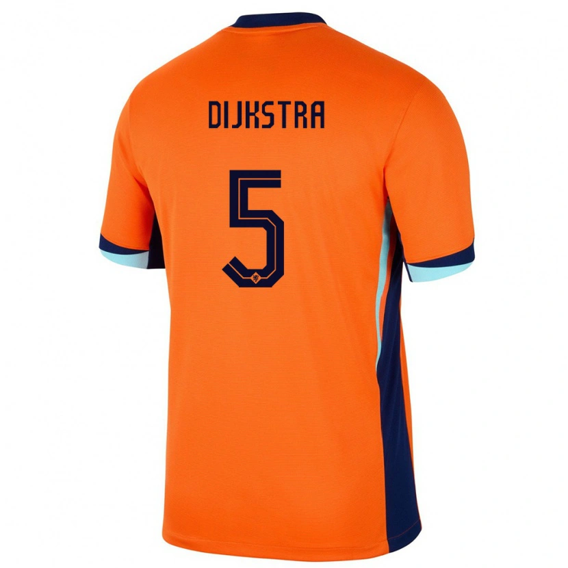 Danxen Børn Holland Elijah Dijkstra #5 Orange Hjemmebane Spillertrøjer 24-26 Trøje T-Shirt