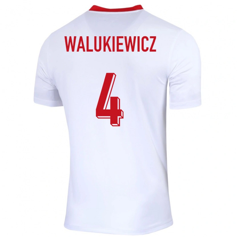 Danxen Børn Polen Sebastian Walukiewicz #4 Hvid Hjemmebane Spillertrøjer 24-26 Trøje T-Shirt