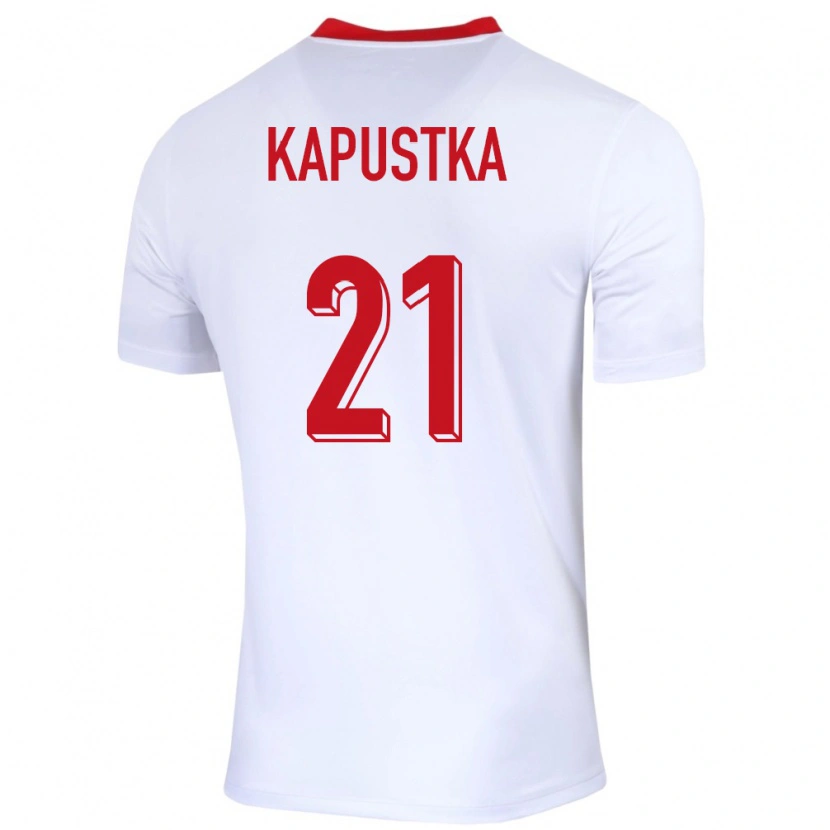 Danxen Børn Polen Bartosz Kapustka #21 Hvid Hjemmebane Spillertrøjer 24-26 Trøje T-Shirt