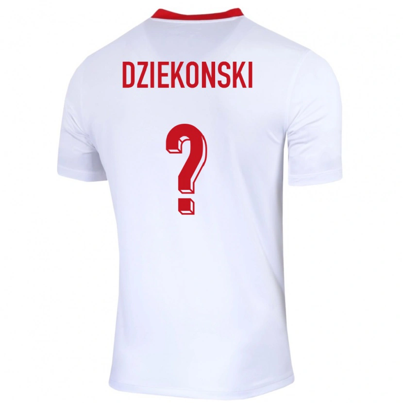 Danxen Børn Polen Xavier Dziekonski #0 Hvid Hjemmebane Spillertrøjer 24-26 Trøje T-Shirt