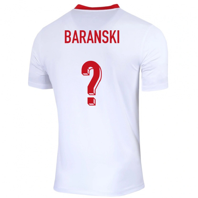 Danxen Børn Polen Kacper Baranski #0 Hvid Hjemmebane Spillertrøjer 24-26 Trøje T-Shirt