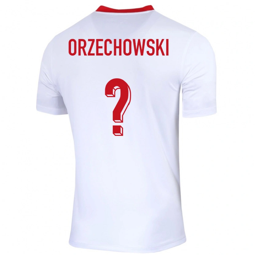 Danxen Børn Polen Wojciech Orzechowski #0 Hvid Hjemmebane Spillertrøjer 24-26 Trøje T-Shirt