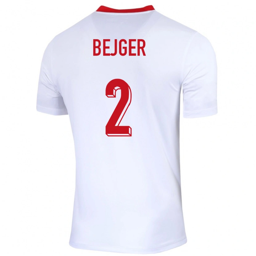 Danxen Børn Polen Lukasz Bejger #2 Hvid Hjemmebane Spillertrøjer 24-26 Trøje T-Shirt